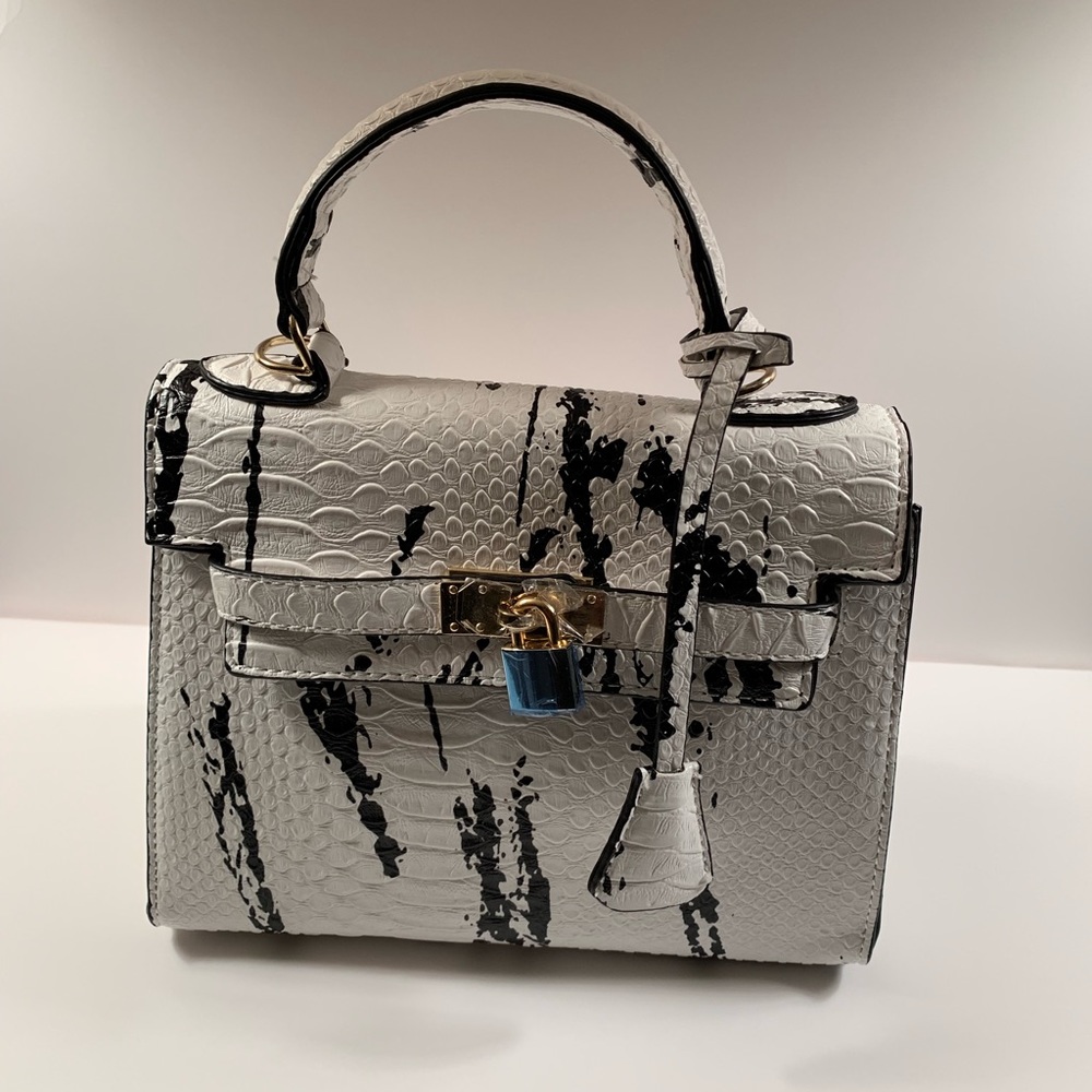 Assets HR7 white w black mini shoulder bag.